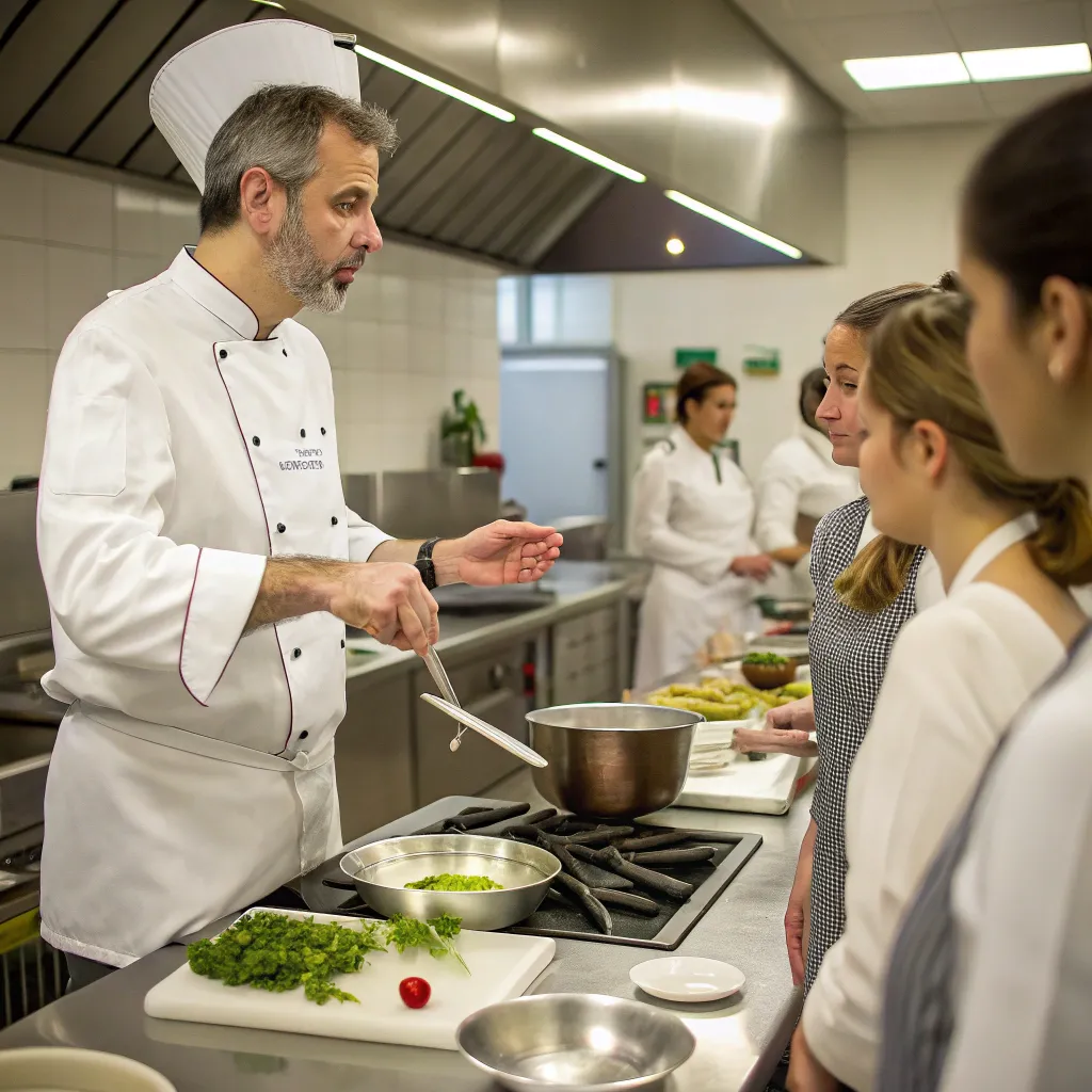 Professional chef teaching a cooking class